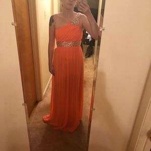 Coral beaded prom dress size 1